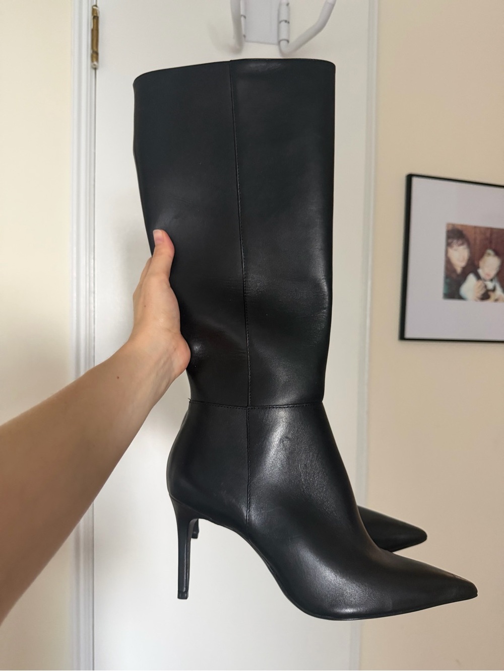 SCHUTZ Black Mikki Pointed-Toe Knee Boot with Stiletto Heel - Picture 6 of 6
